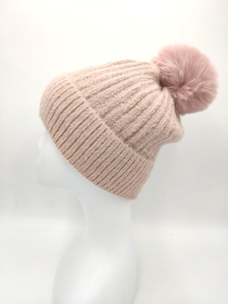 Großhändler Charmant - Chenille-Mütze mit Bommel