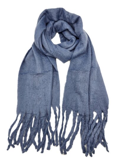 Grossiste Charmant - Echarpe unie avec grosses franges Grossiste Charmant - Echarpe unie avec grosses franges