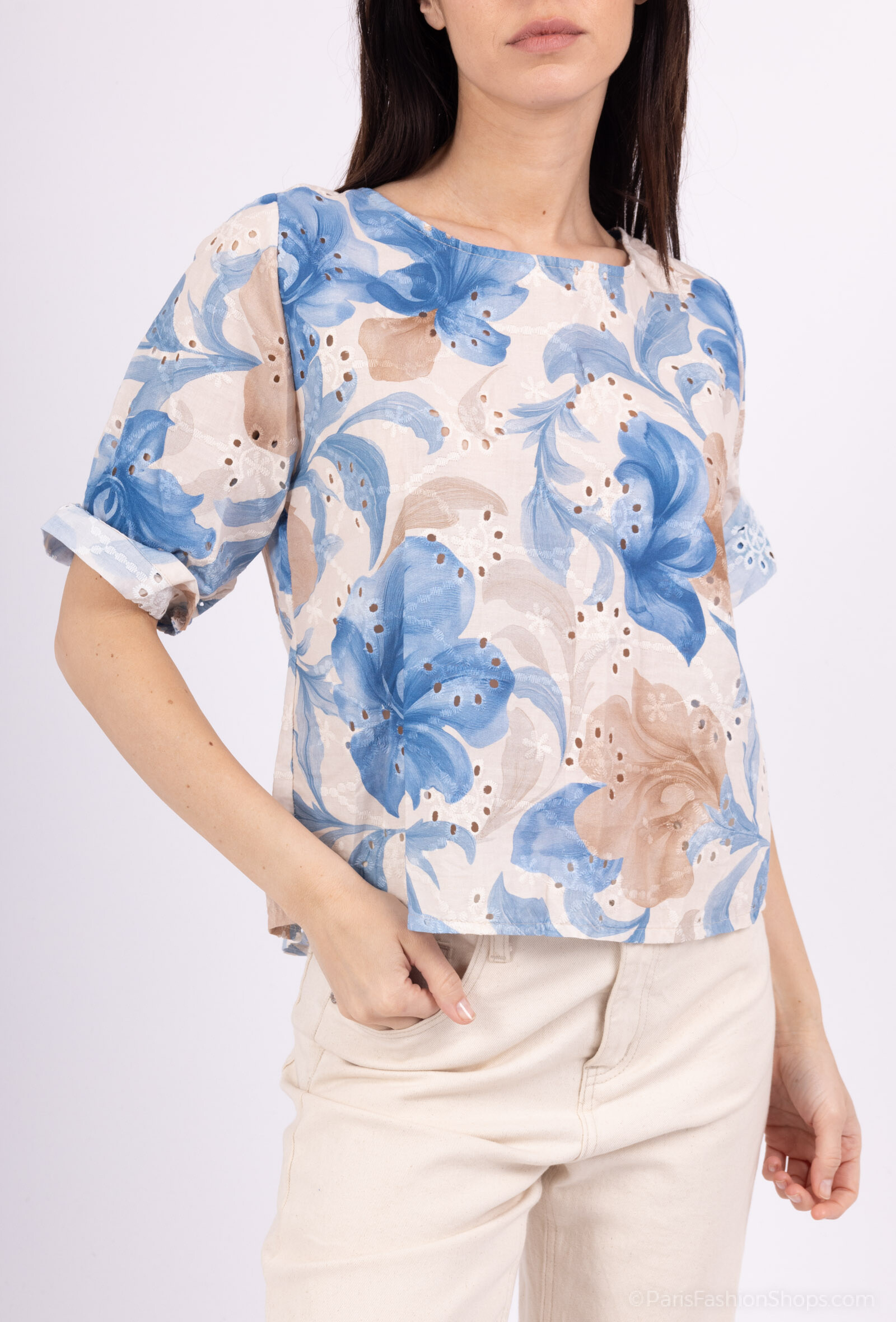 Wholesaler Charmante - Cotton embroidery blouse (Made in Italy)