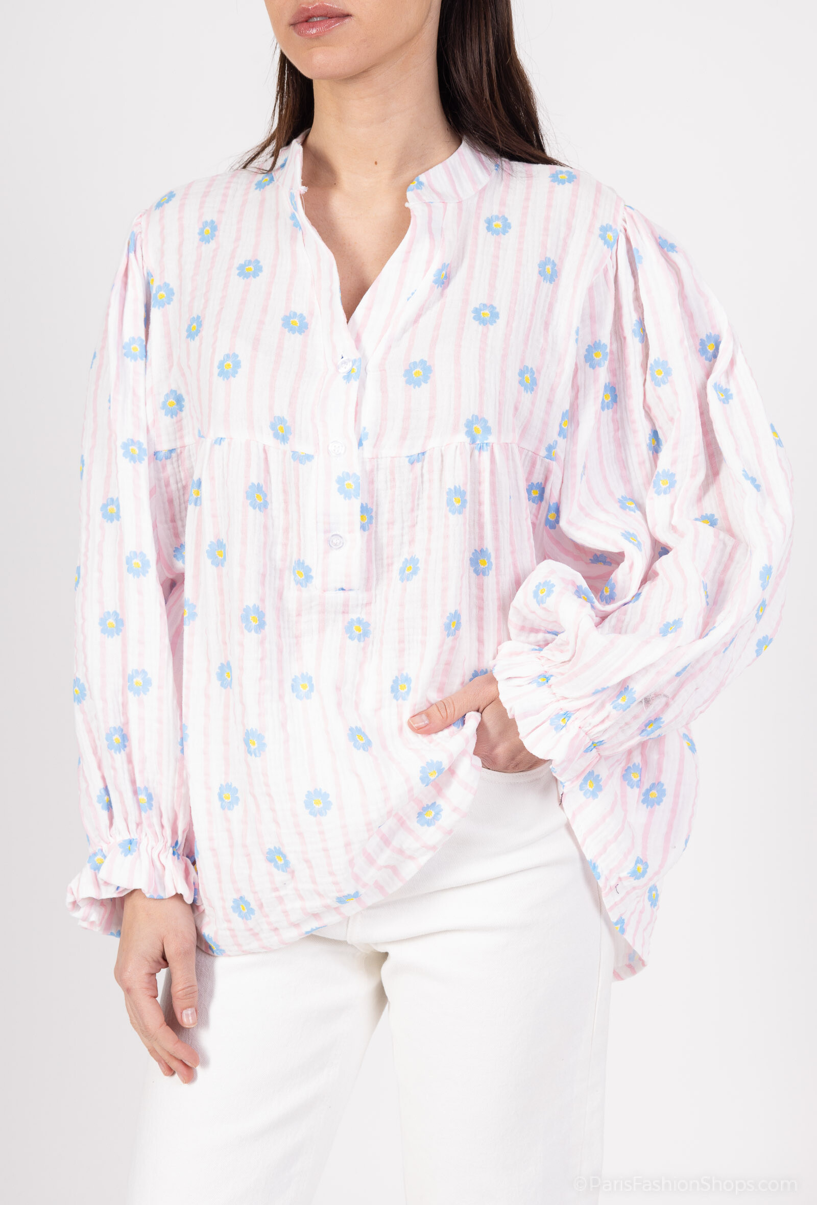 Wholesaler Charmante - Cotton gauze blouse (made in Italy)