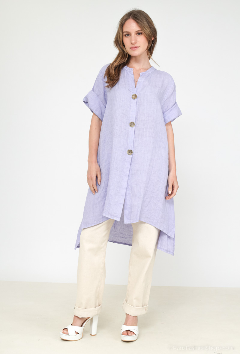 Grossiste Charmante - Chemise longue en lin (made in italy)