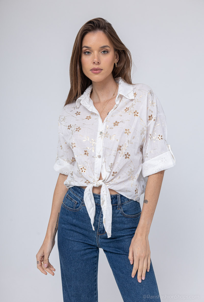 Wholesaler Charmante - Embroidered cotton shirt (Made in Italy)