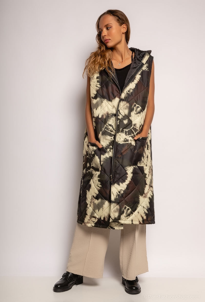 Großhändler Charmante - Lange Batik-Daunenjacke (Made in Italy)