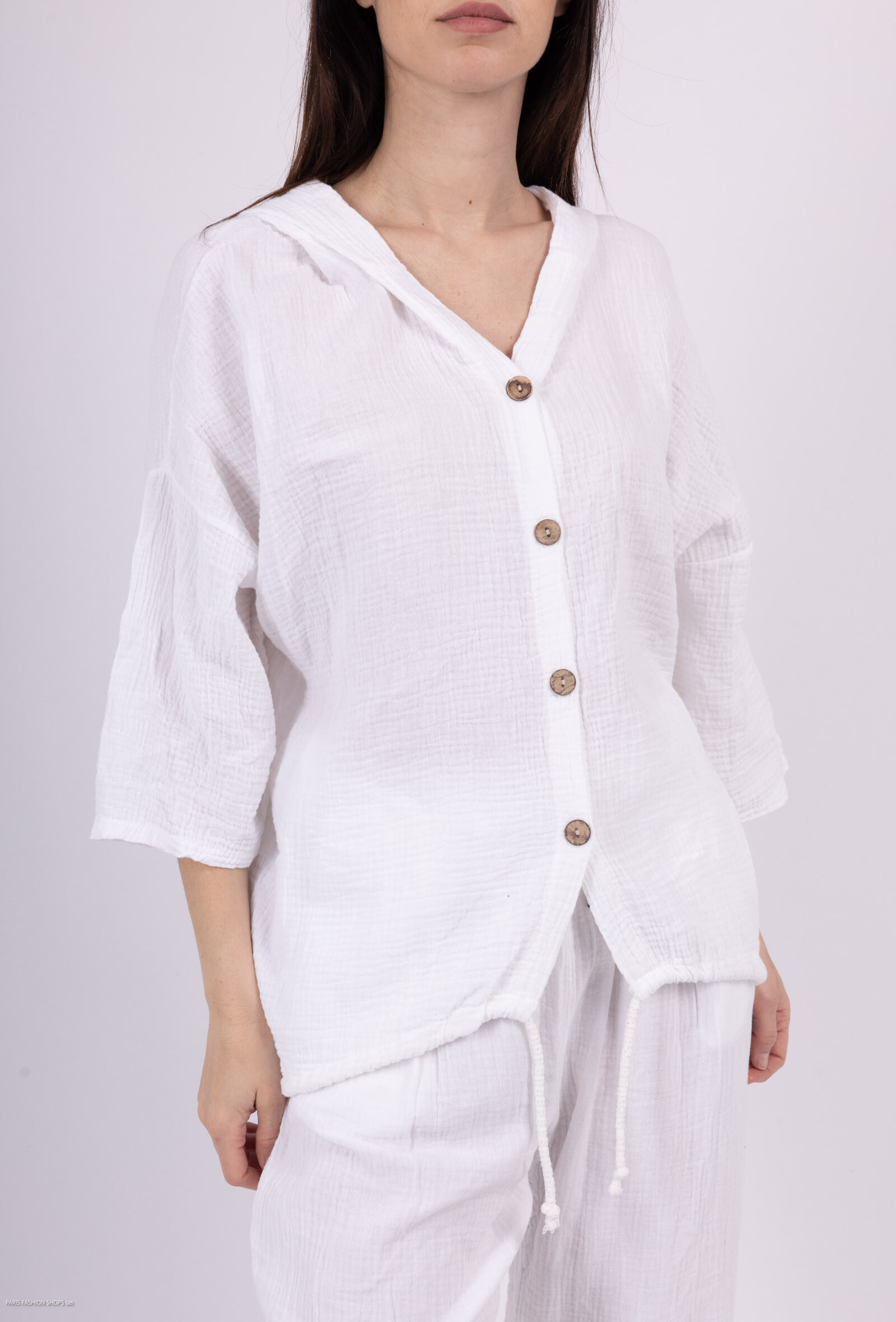 Wholesaler Charmante - Hooded cotton gauze vest (made in italy)