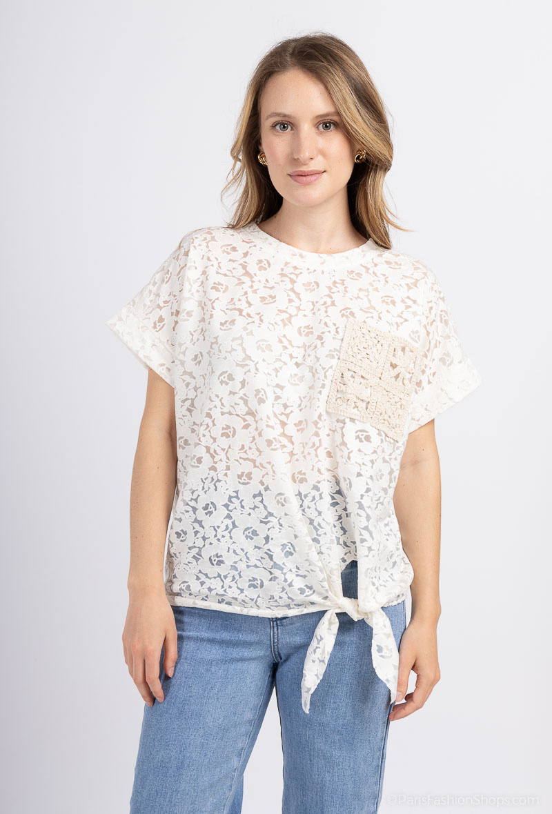 Wholesaler Charmante - Embroidered cotton top (Made in Italy)