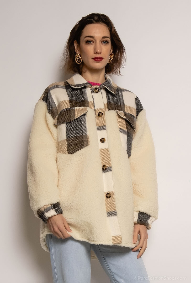Wholesaler Charmante - Plush checked overshirt (made in italy)