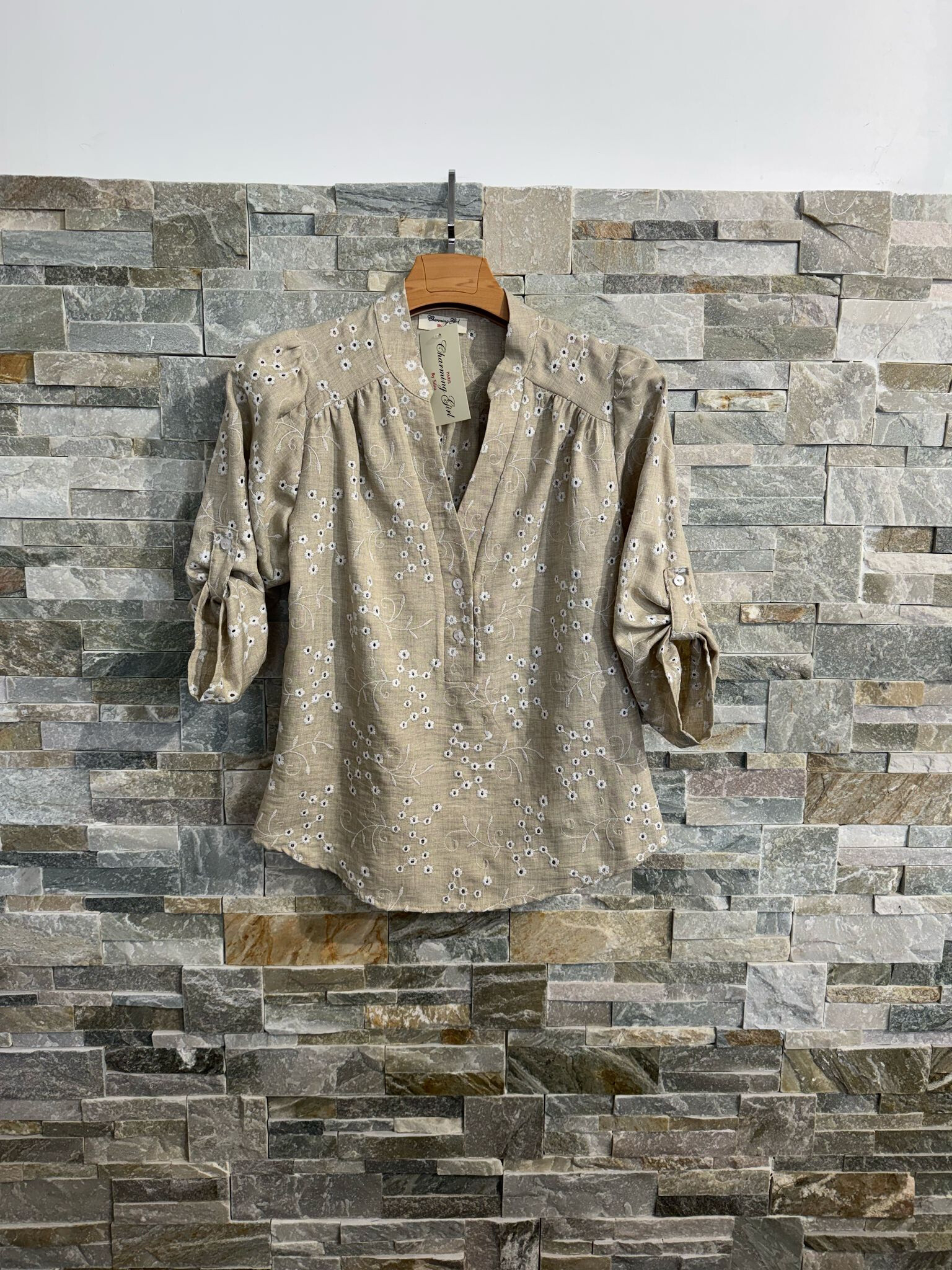 Chemise simonie brodé - Beige 1 - miniature