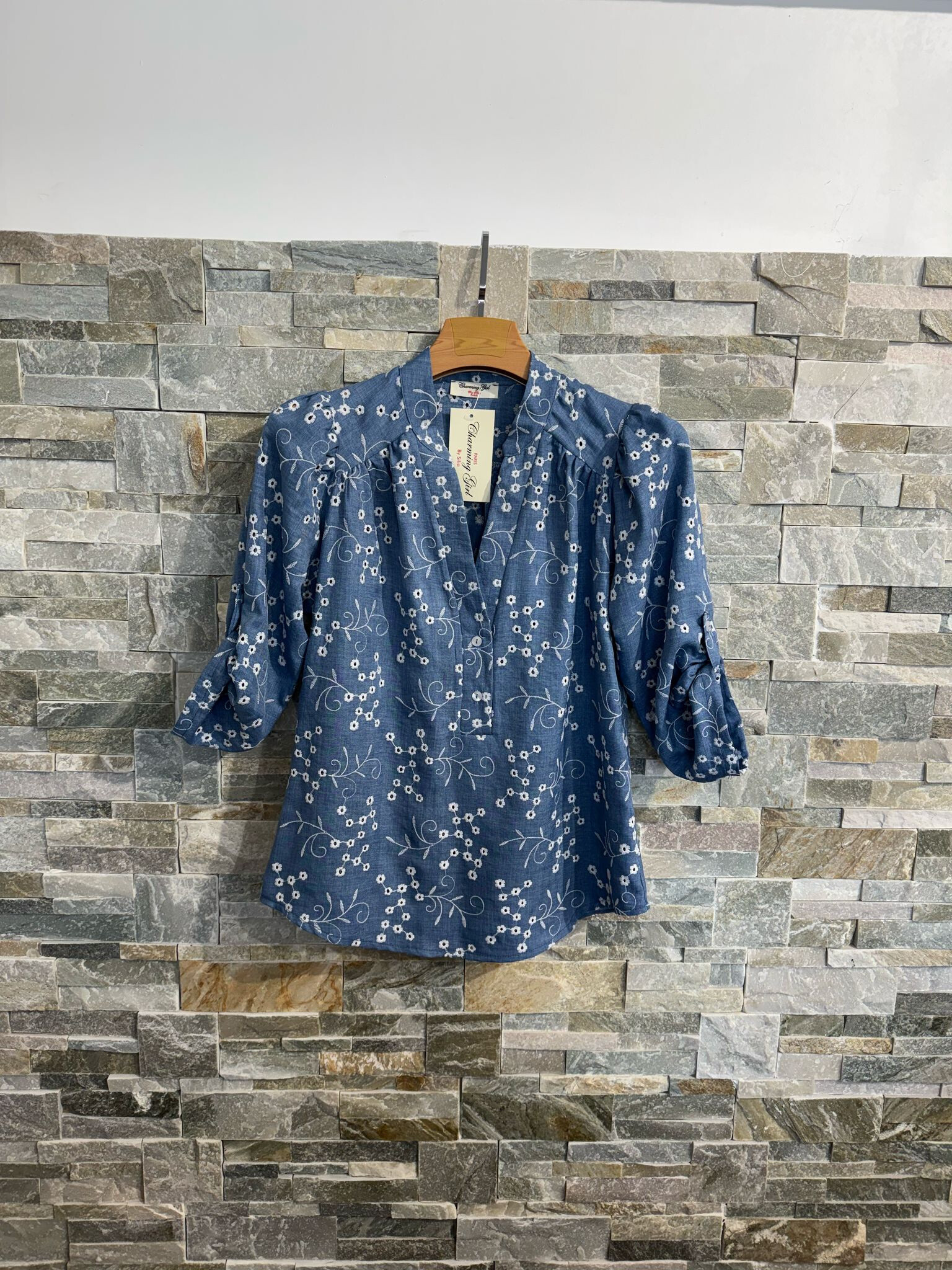 Chemise simonie brodé - Jeans - 1 - grand format