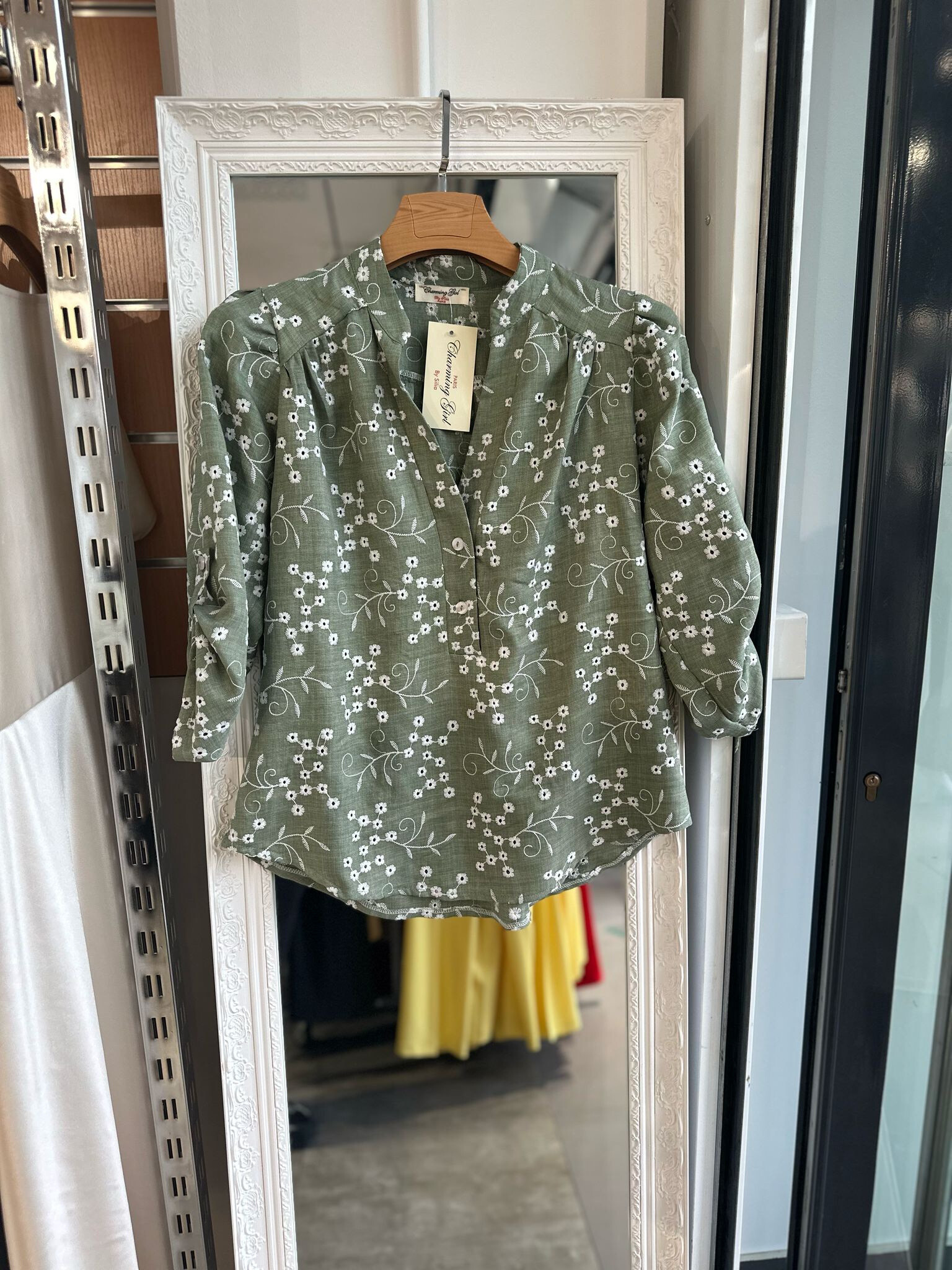 Chemise simonie brodé - Kaki - 1 - grand format