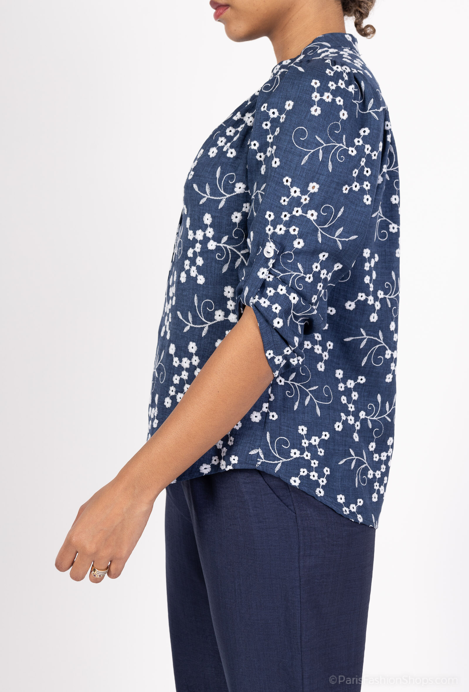 Chemise simonie brodé - Marine 2 - miniature