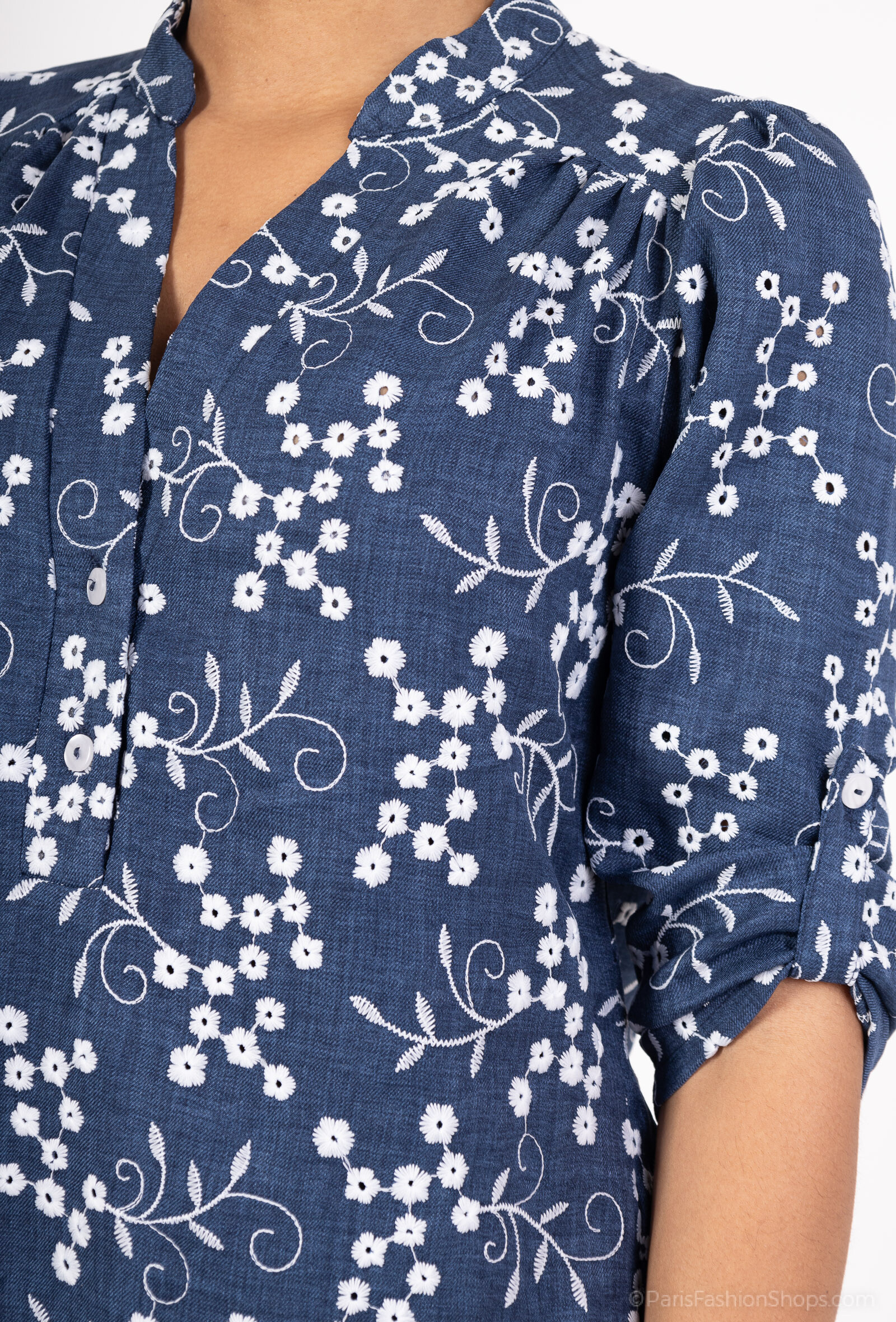 Chemise simonie brodé - Marine - 4 - grand format