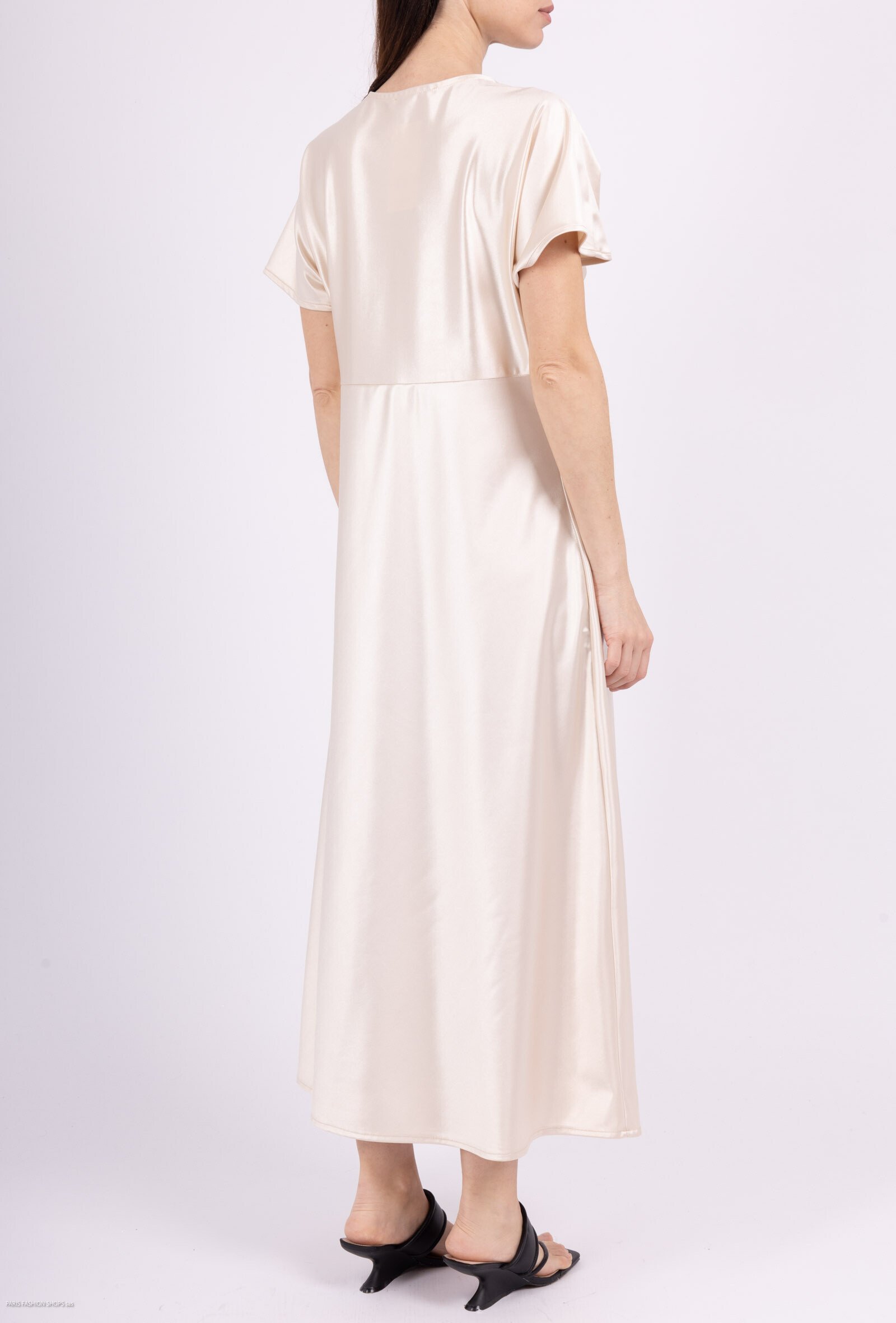 Robe longue satiné - Beige - 3 - grand format