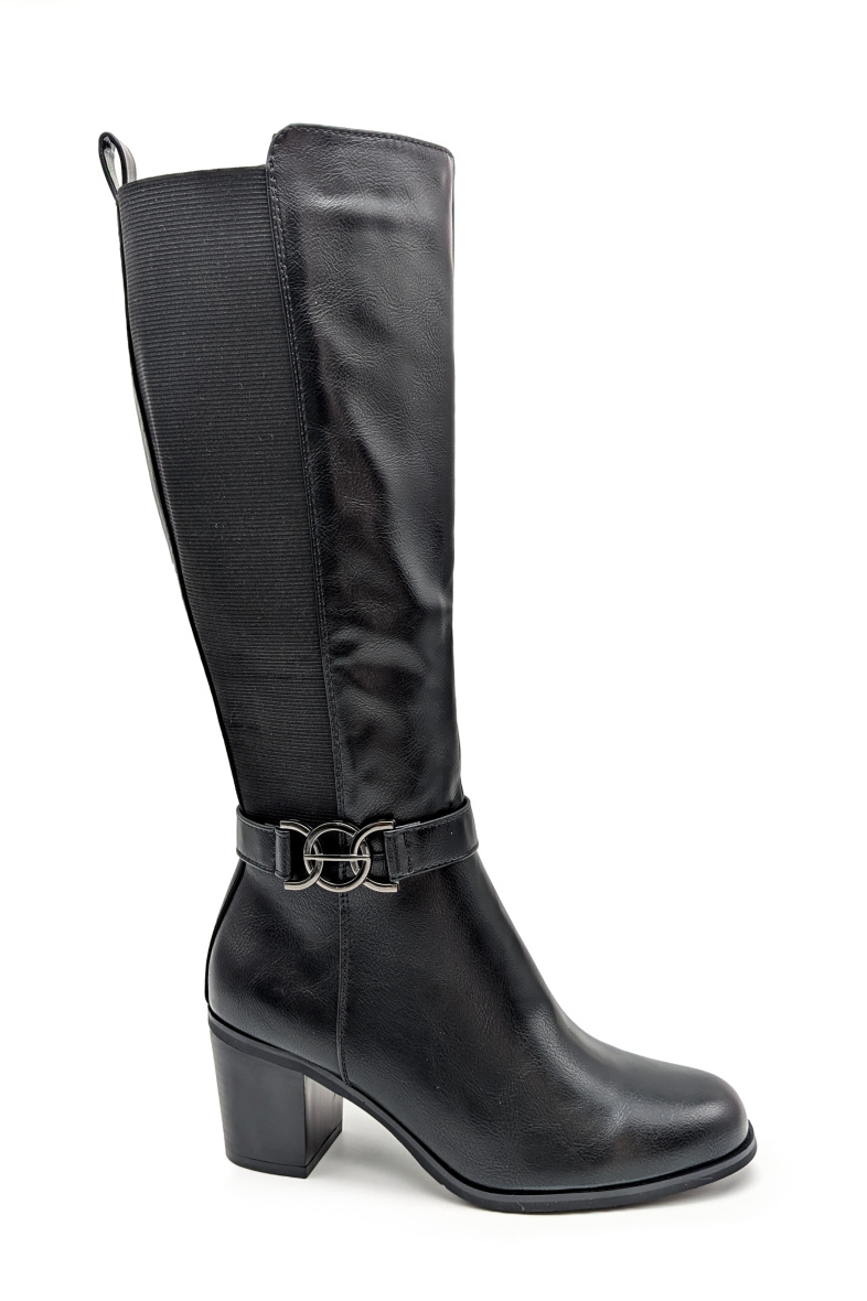 Wholesaler CHC SHOES - Heeled boots with ring-shaped buckle and elastic side