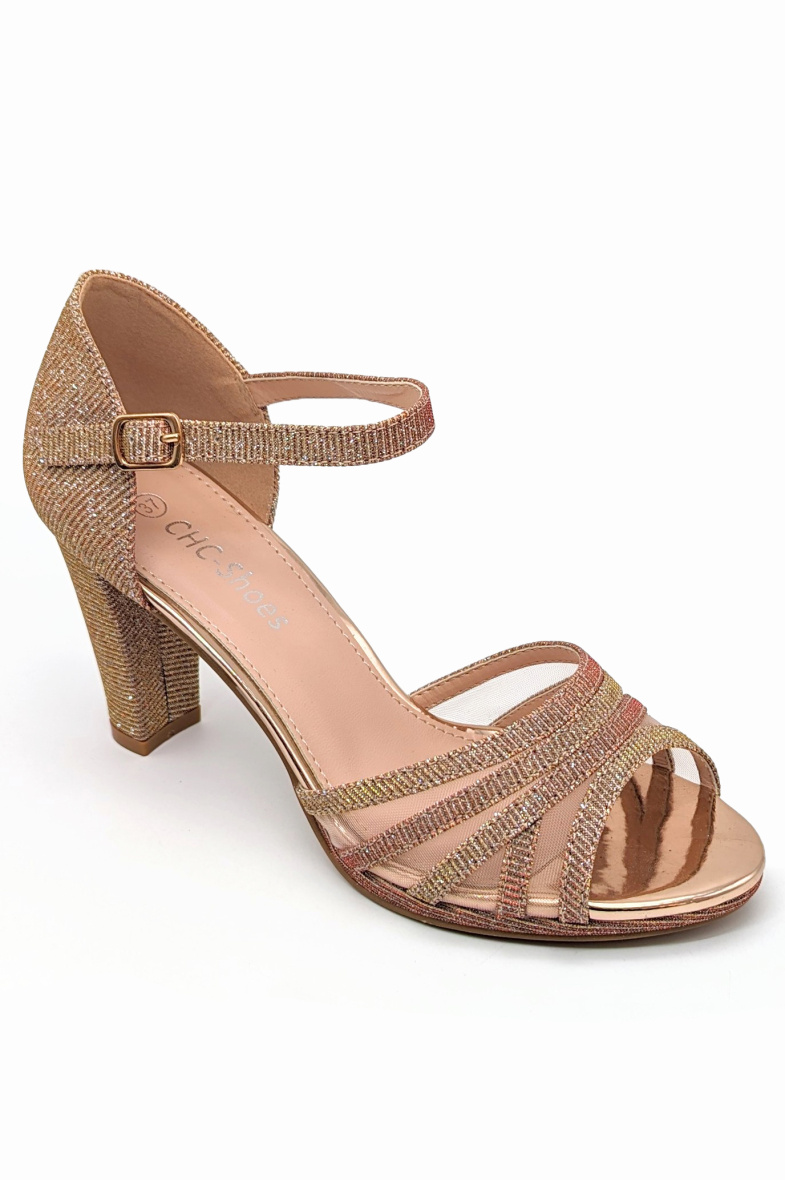 Grossiste CHC SHOES - CHC Glitter‑Multi‑Strap Block‑Heel Sandal