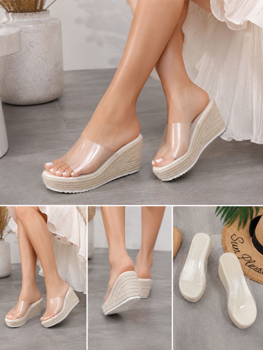 Grossista CHC SHOES - Mules con Zeppa e Ampia Fascia Trasparente