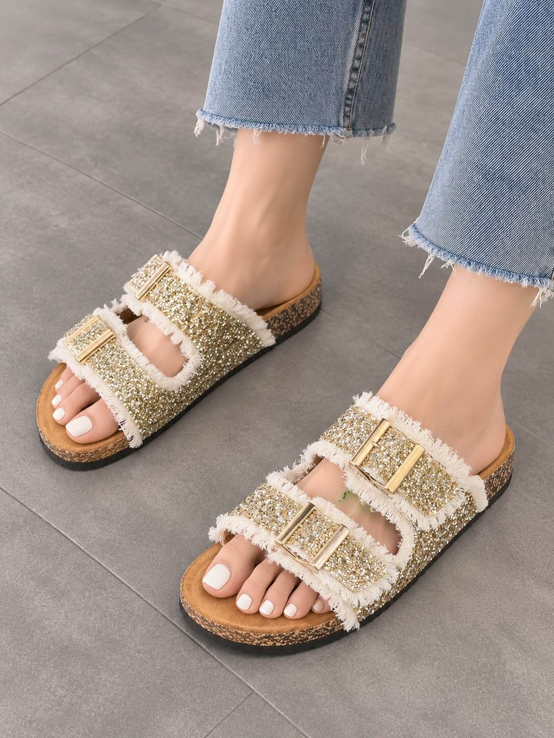 Mayorista CHC SHOES - Mules Anatómicos de Doble Correa Brillante