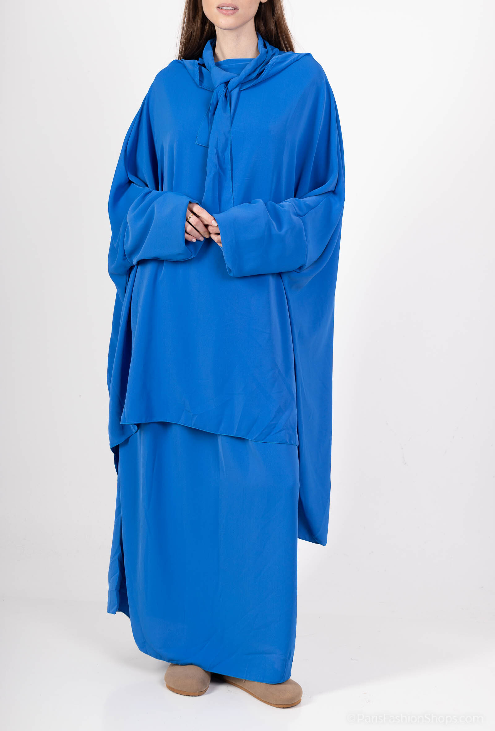 Wholesaler CHEN MODE - Elegant abaya with long skirt and knot on the neck