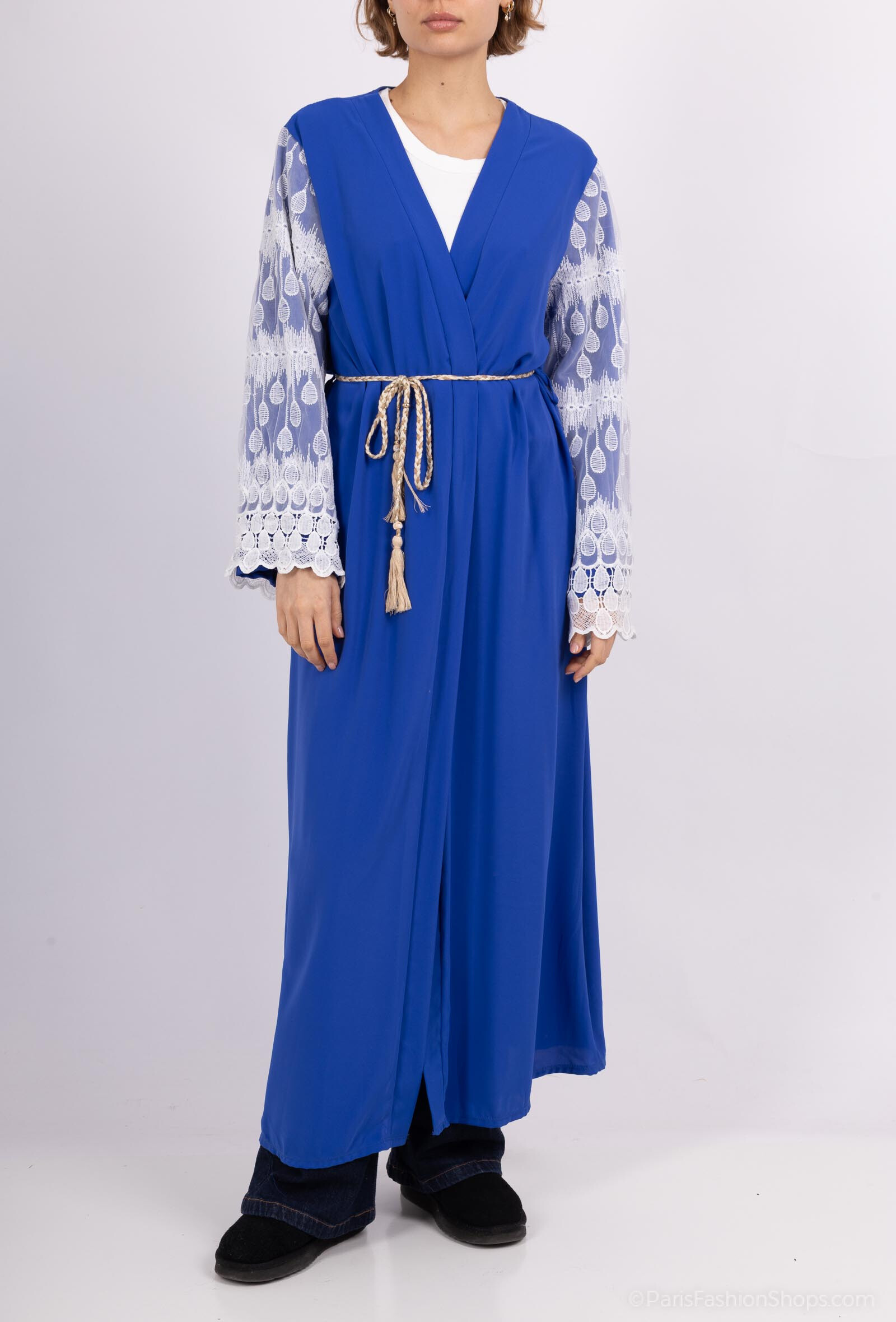 Wholesaler CHEN MODE - Long vest with refined serrated sleeves with white belt