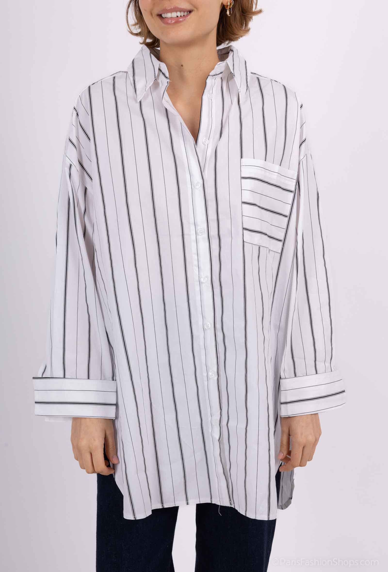 Wholesaler CHEN MODE - Oversized striped shirt - the casual and trendy look