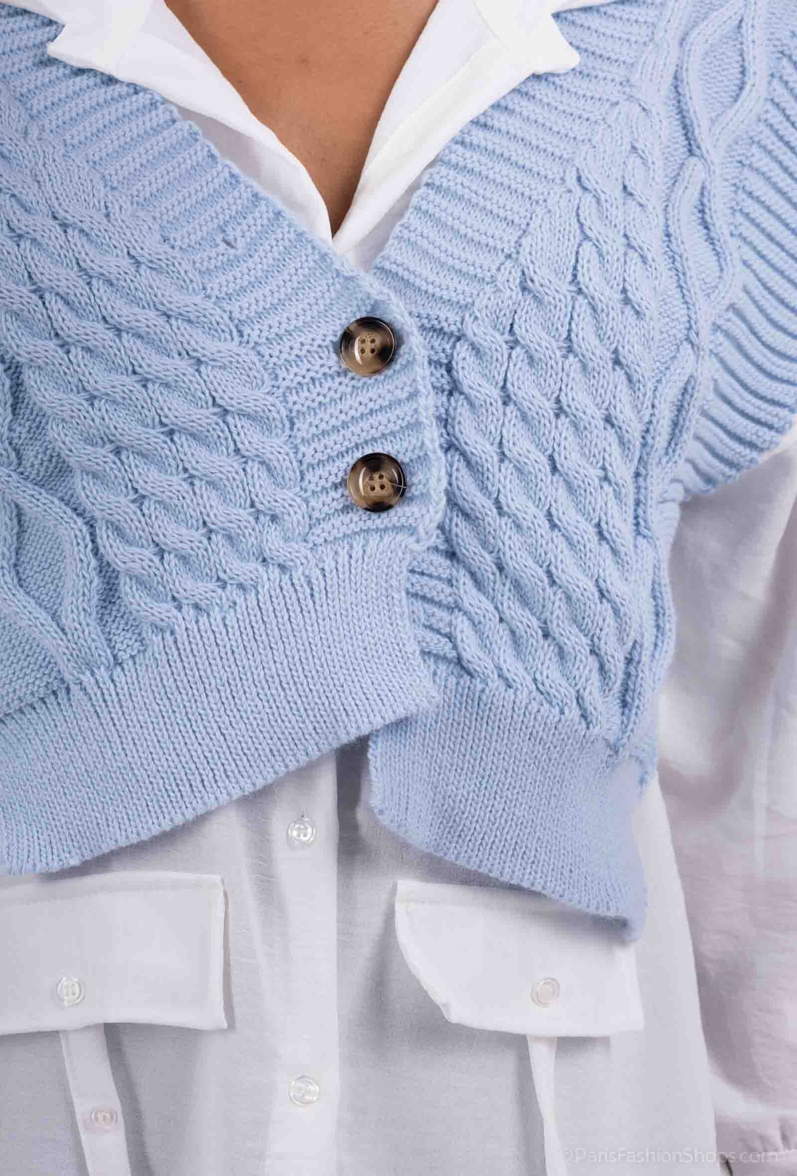 Wholesaler CHEN MODE - Fusion elegance blouse - sweater effect in the middle