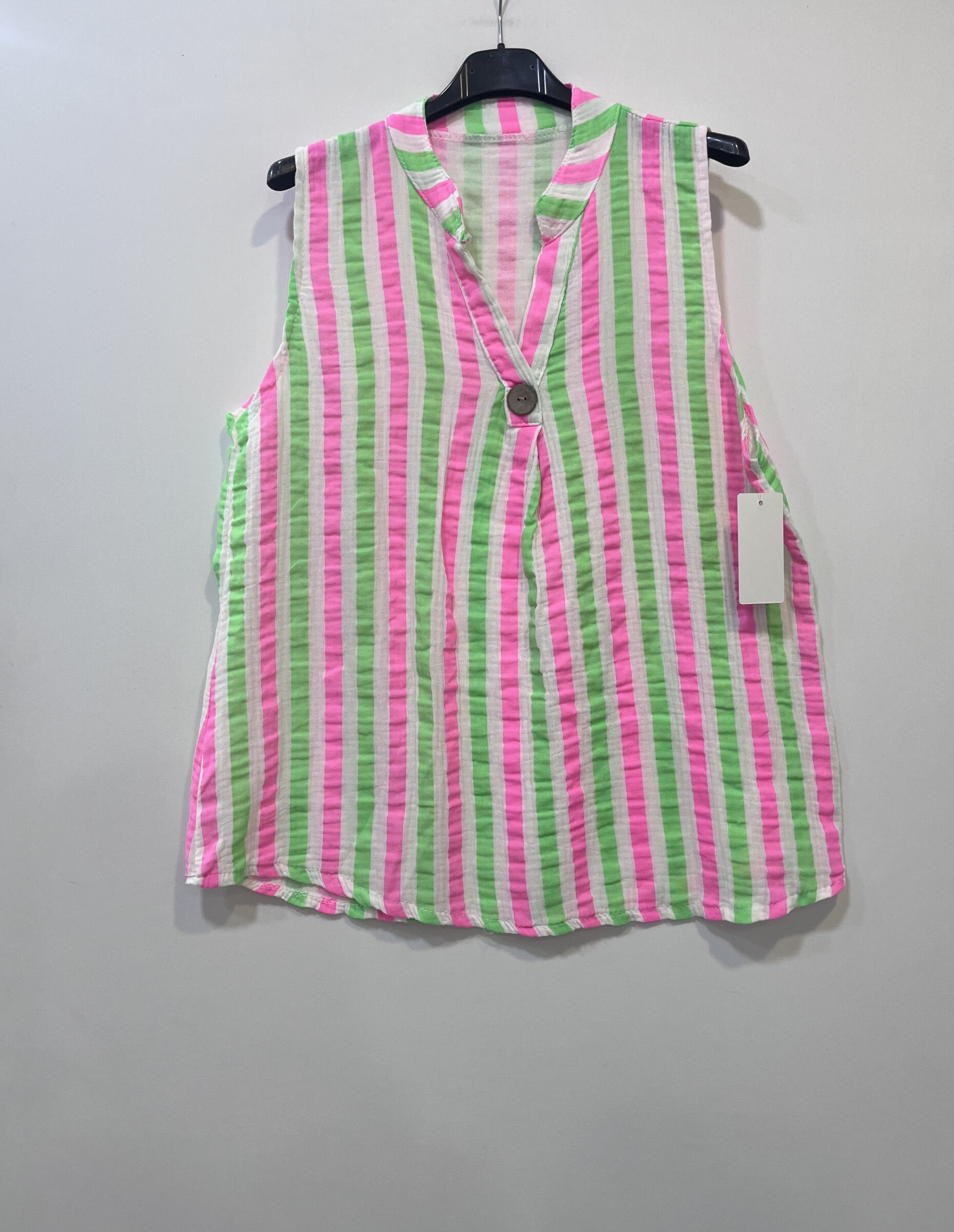 Wholesaler CHEN MODE - Light Cotton Gauze Tank Top - Colorful Stripes and Summer Style