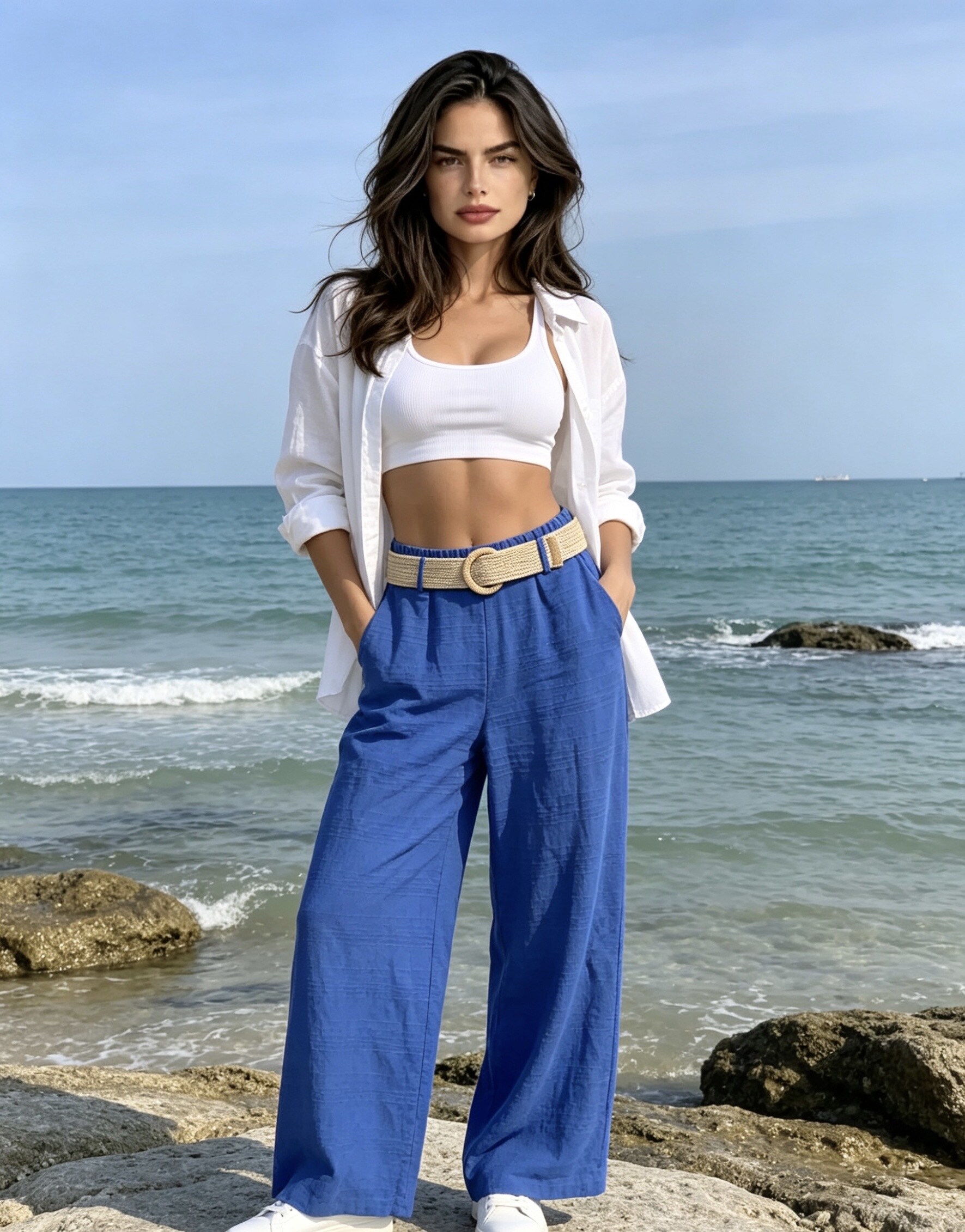 Mayorista CHEN MODE - Pantalones de algodón con cinturón y bolsillos
