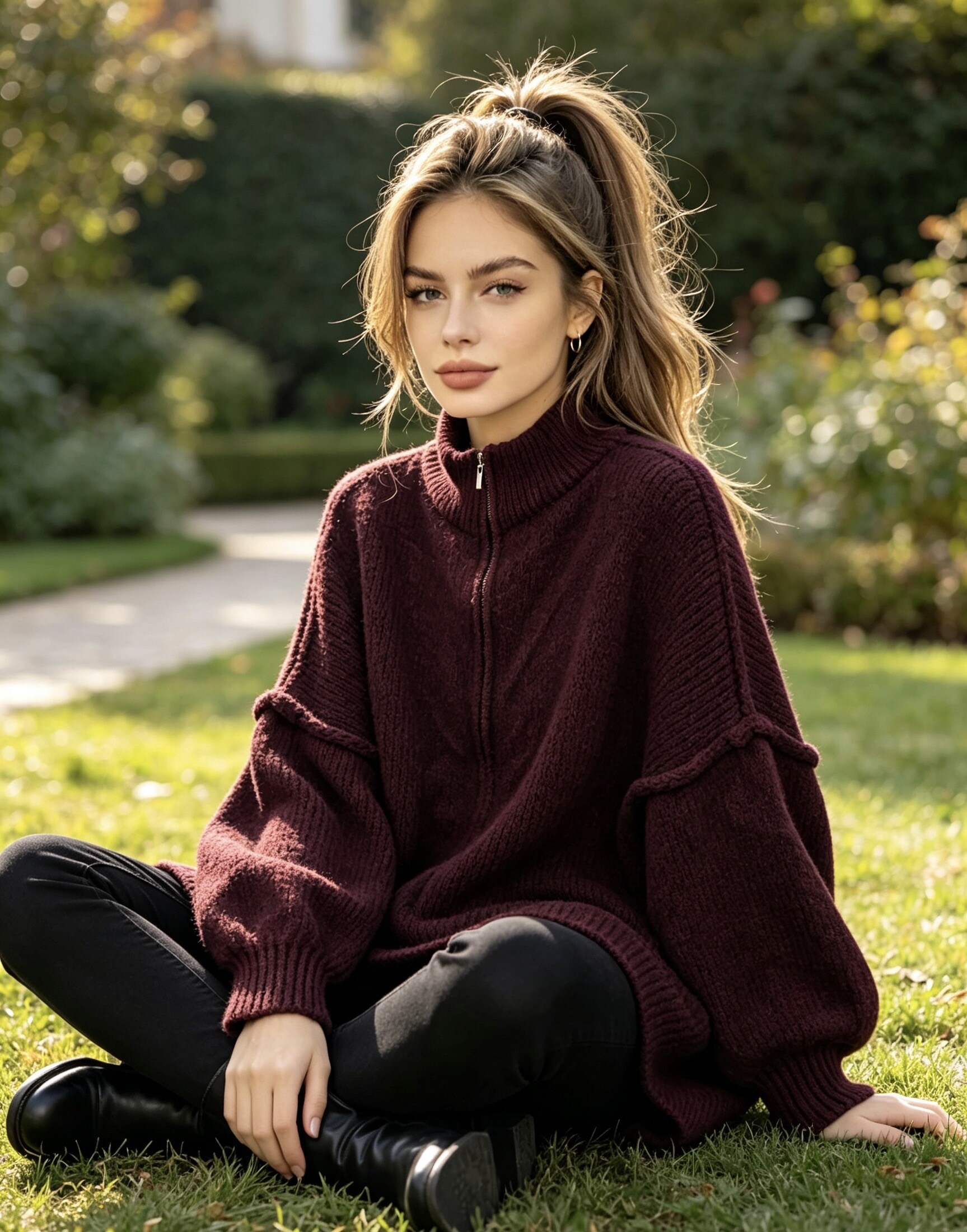 Großhändler CHEN MODE - Oversize-Pullover mit Reißverschluss
