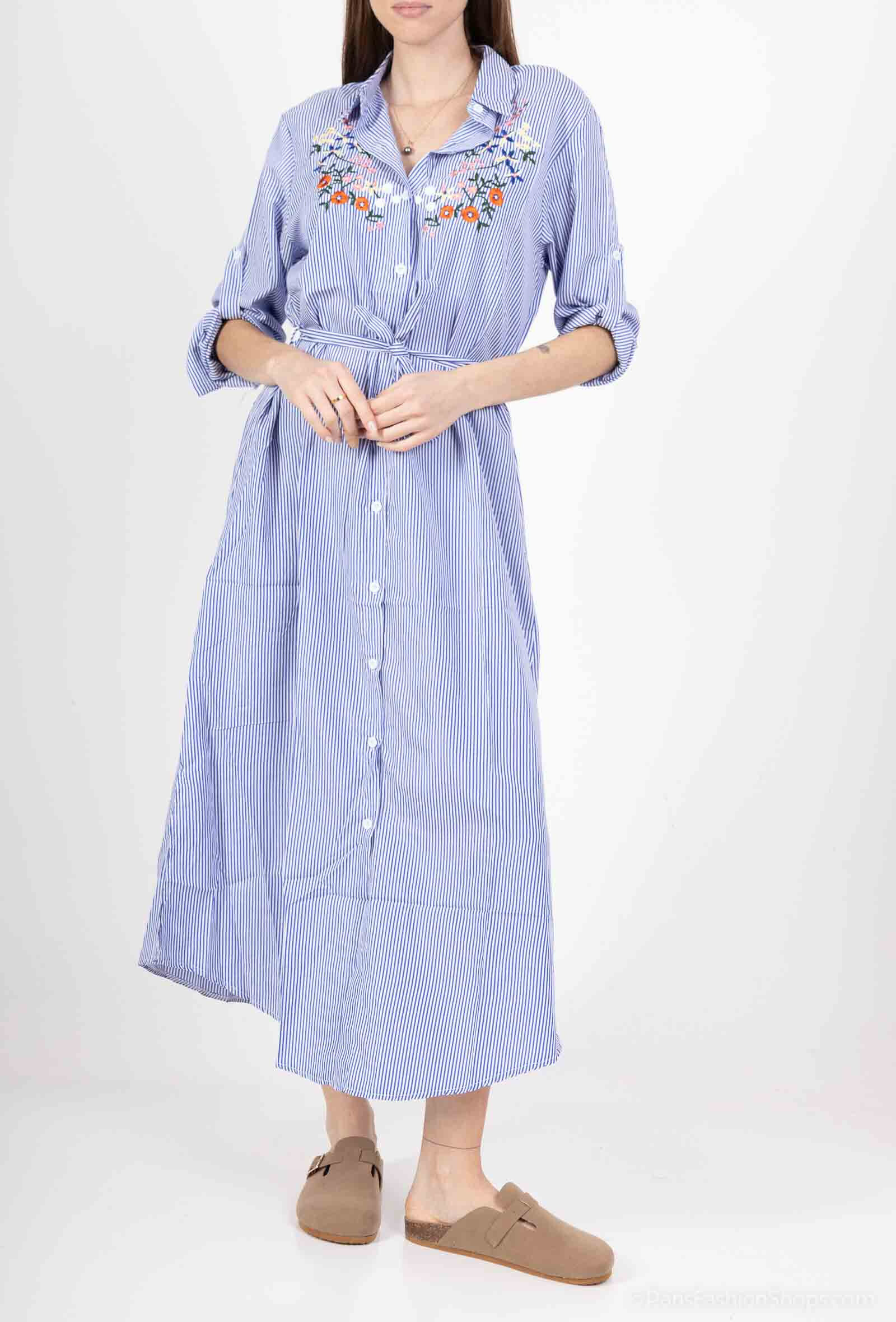 Wholesaler CHEN MODE - Striped shirt with embroidered flowers