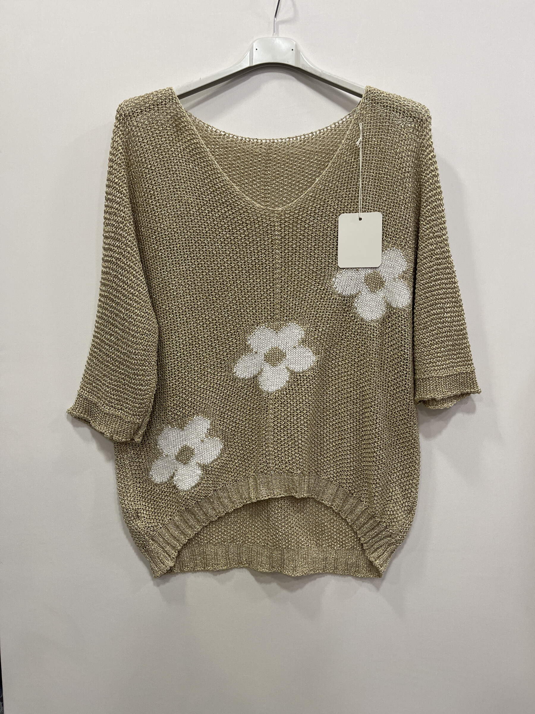 Wholesaler CHEN MODE - Top in glitter mesh with three flowers