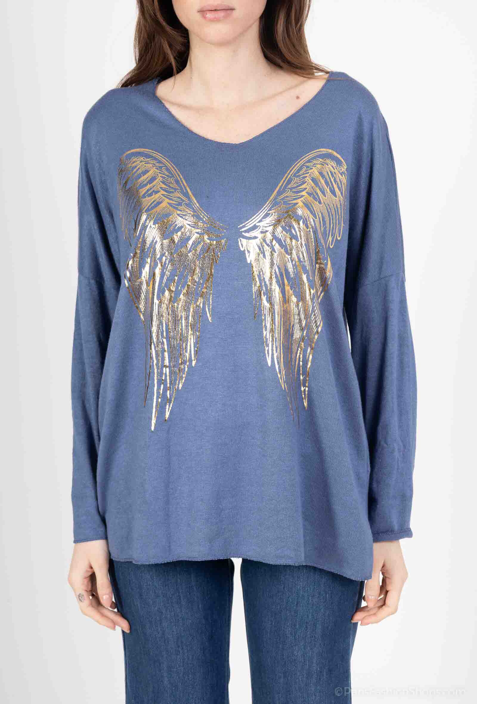 Wholesaler CHEN MODE - Simple Top V -neck with garlic motif