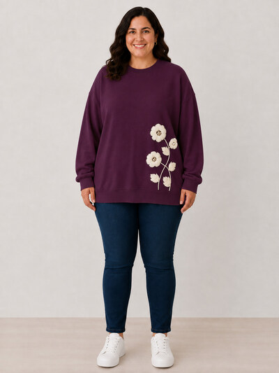 Großhändler Cherry Berry - Großer Blumenpullover – Ref. P11845 Großhändler Cherry Berry - Großer Blumenpullover – Ref. P11845