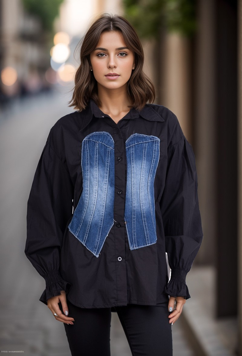 Wholesaler Cherry Koko - Double fabric shirt with denim heart