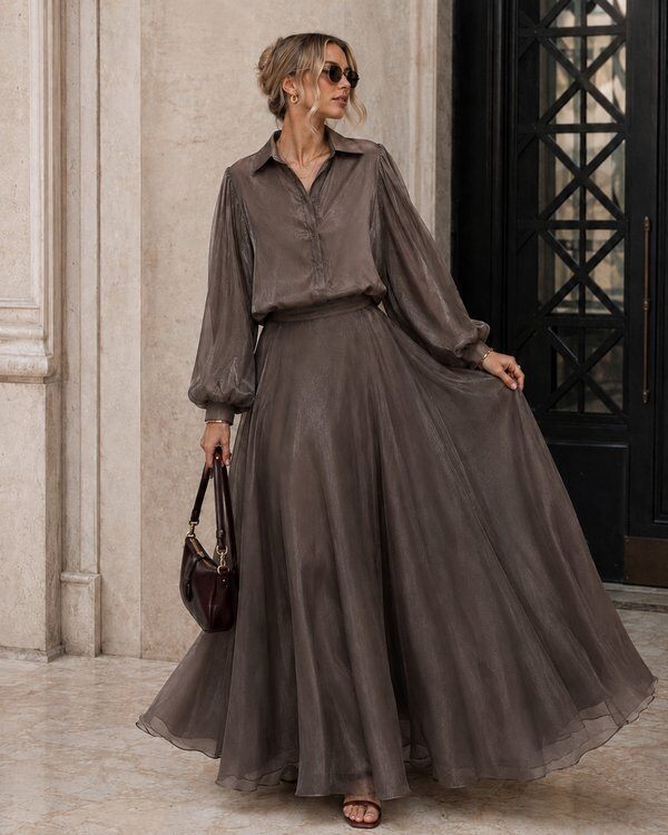 Wholesaler Cherry Koko - ÉCLAT – Flowing blouse and flared long skirt set