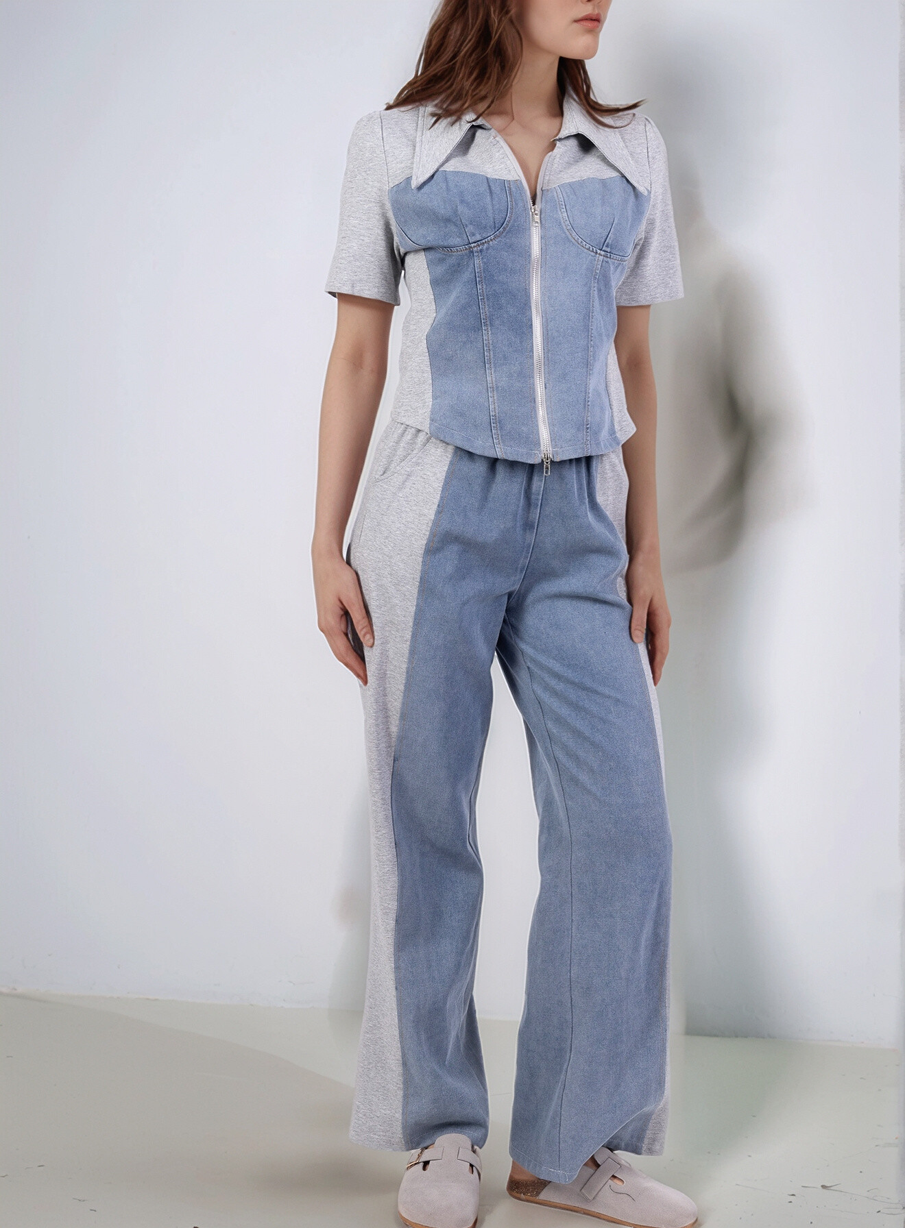Wholesaler Cherry Koko - Together Bicolored Jean Short Sleeves