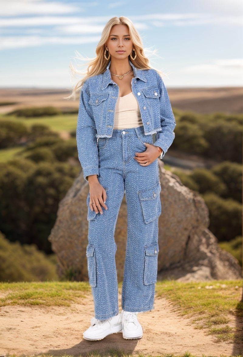 Wholesaler Cherry Koko - Knitted cargo jeans with 4 pockets