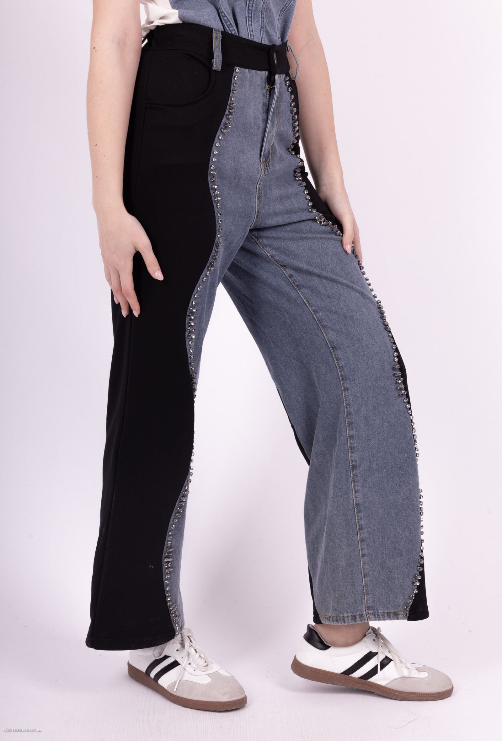 Großhändler Cherry Koko - Doppelmaterialjeans mit Strasssteinen