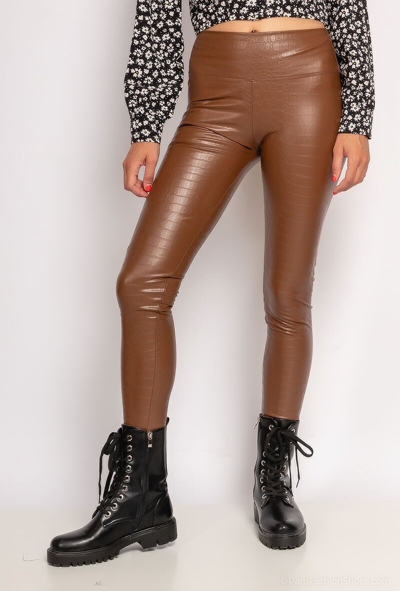 Großhändler Cherry Koko - Kunstlederleggings mit Schlangenhaut-Effekt