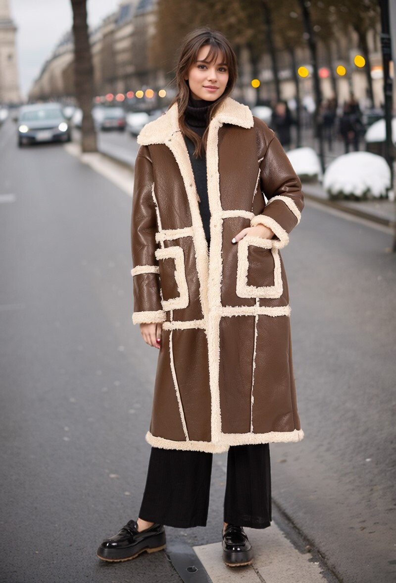 Wholesaler Cherry Koko - Imitation leather coat with fleece