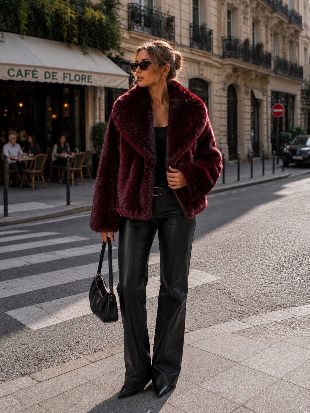 VELORIA – Reversible belted coat in faux leather and faux fur | Paris ...