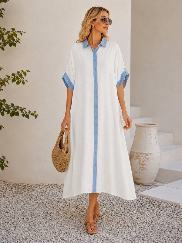 Mayorista Cherry Koko - ALTESSE – Vestido camisero largo bicolor