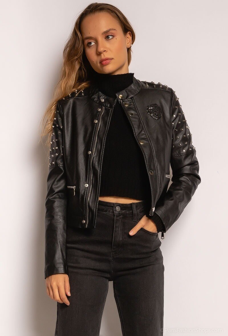 Grossiste Cherry Koko - Perfecto en similicuir avec clous