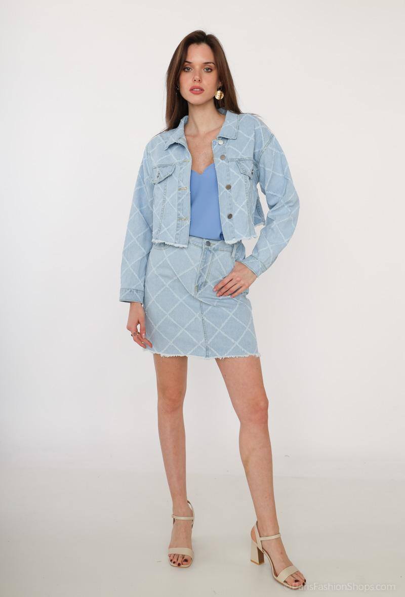 Grossiste Cherry Koko - VESTE EN JEANS COURT AVEC MOTIF