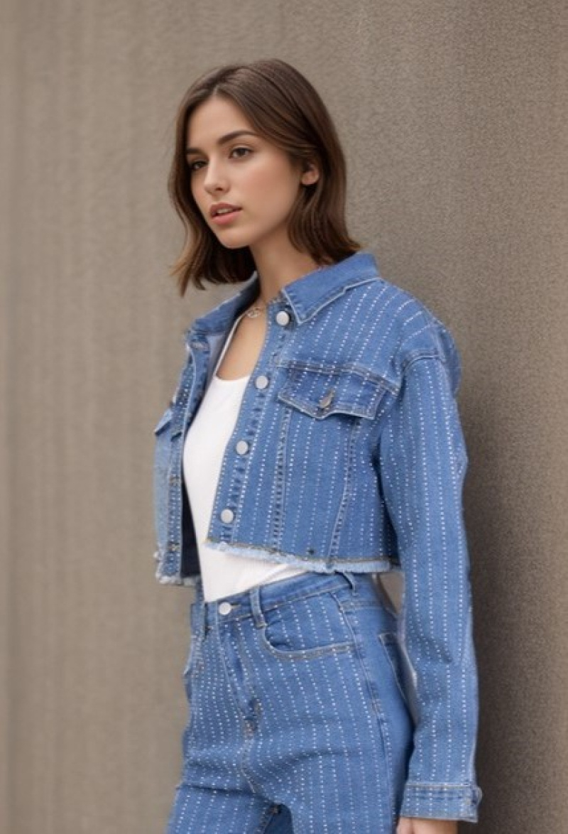 Wholesaler Cherry Koko - Jean jacket with rhinestones