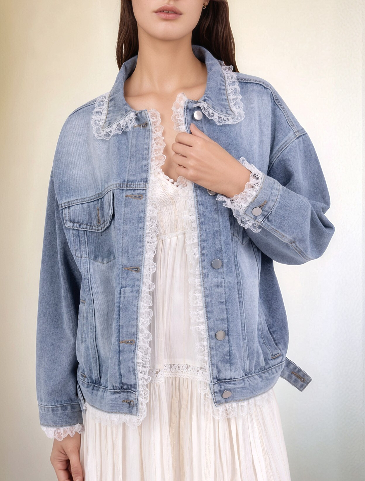 Grossista Cherry Koko - Giacca jean con pizzo