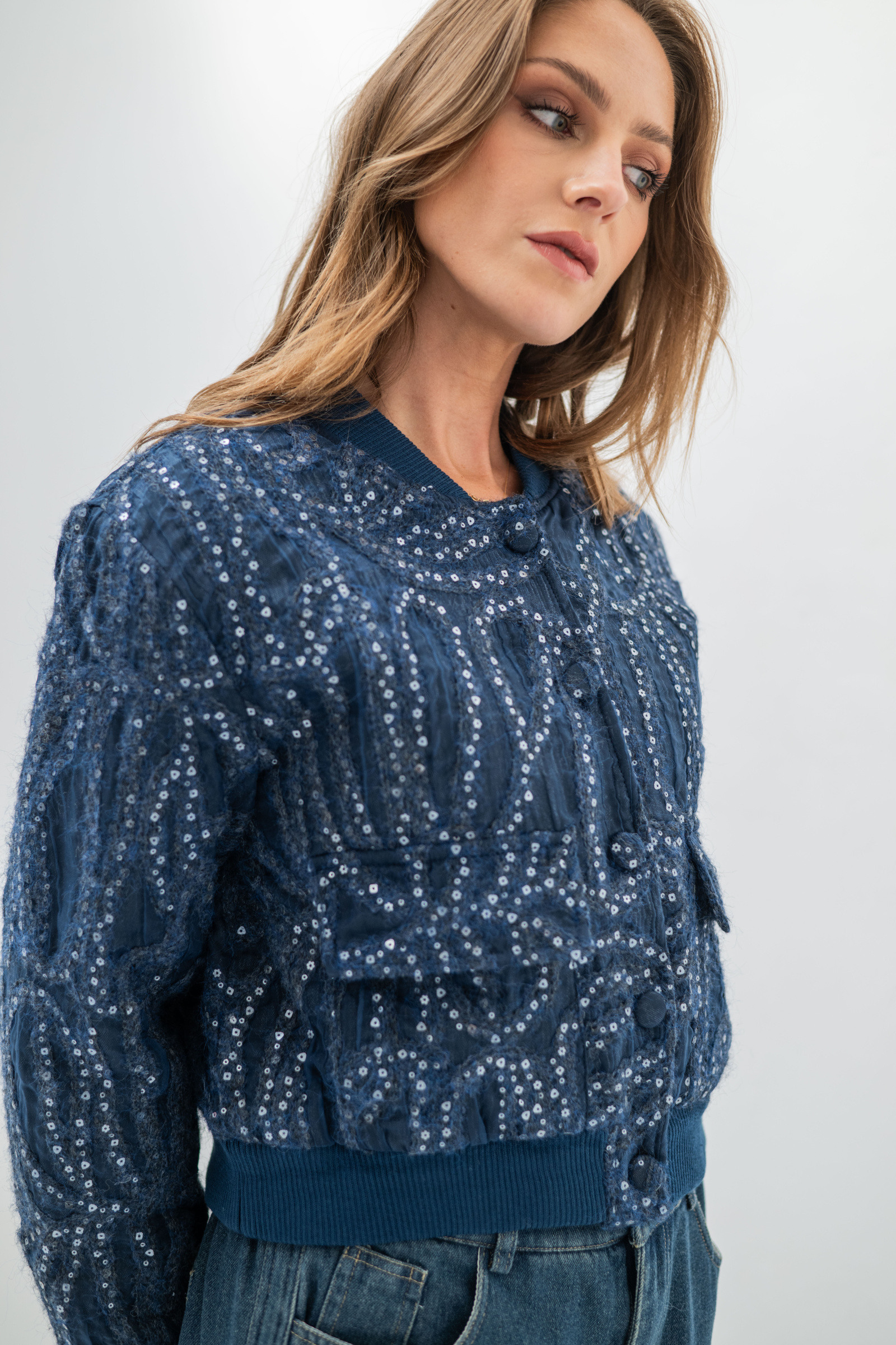 Wholesaler Cherry Koko - DENVER – Short textured knit jacket with sequins