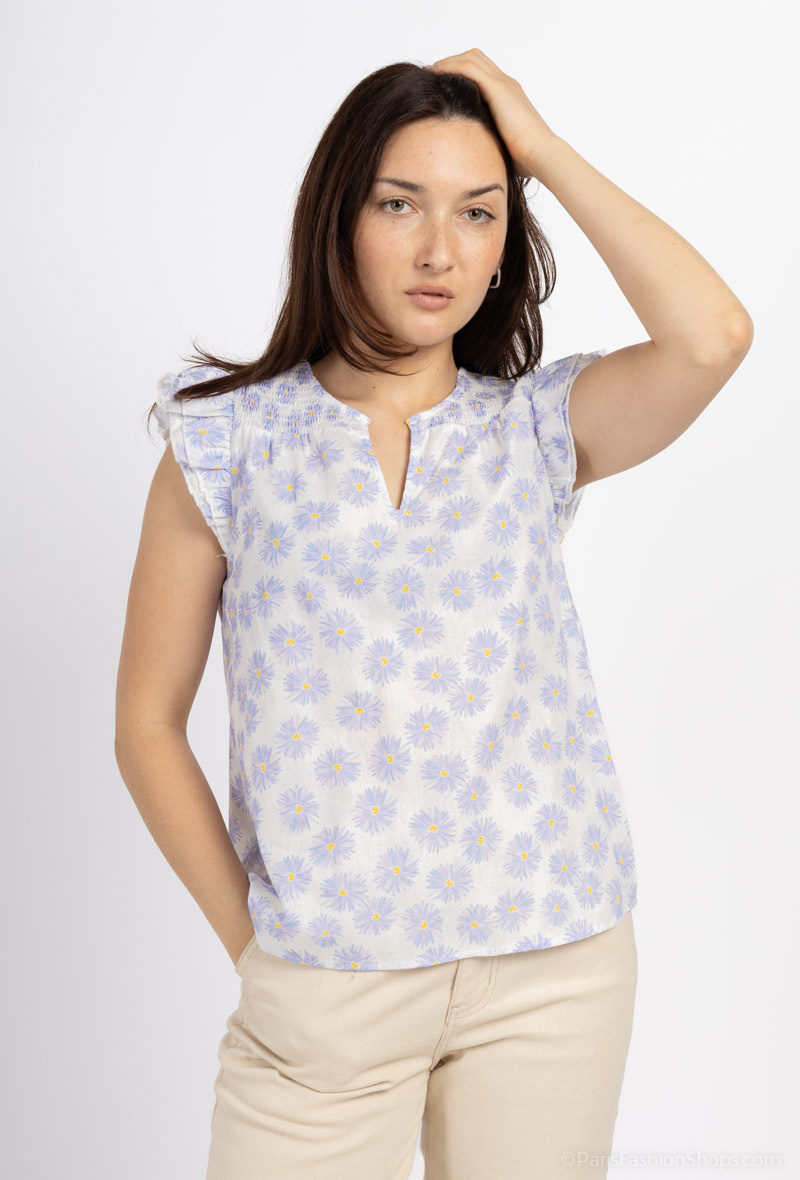 Grossiste Cherry Paris - Blouse sans manches en coton imprimé fleurs HEIDI