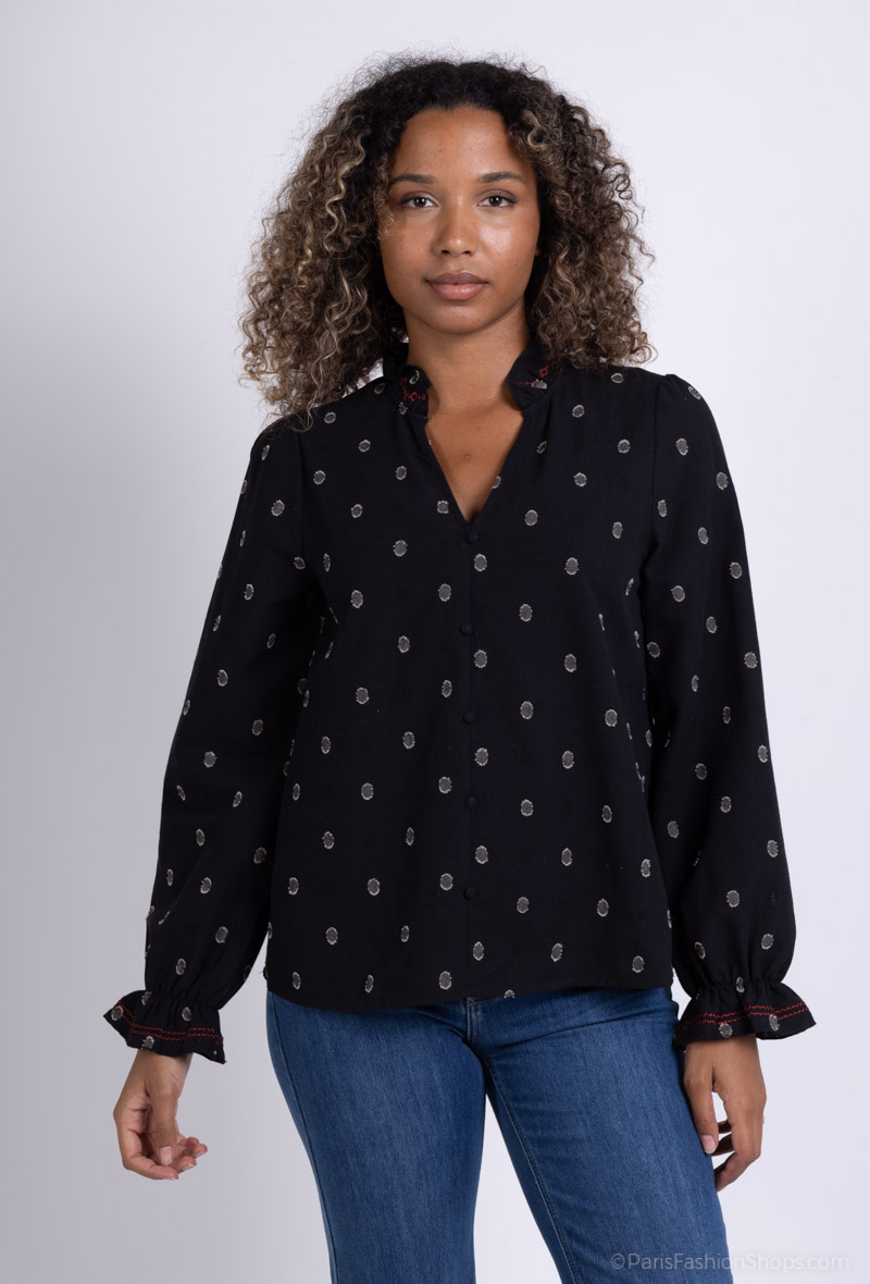 Grossiste Cherry Paris - Blouses en coton broderies géométriques SUSETTE