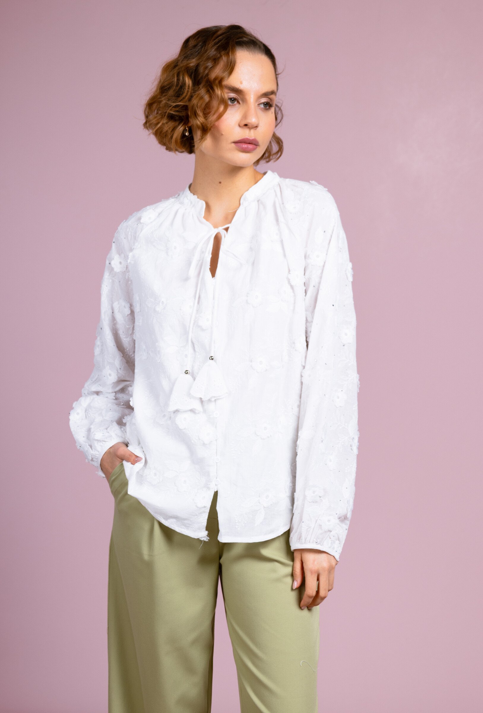 Wholesaler Cherry Paris - Blouse in English embroidery and noelia jewelry embroidery