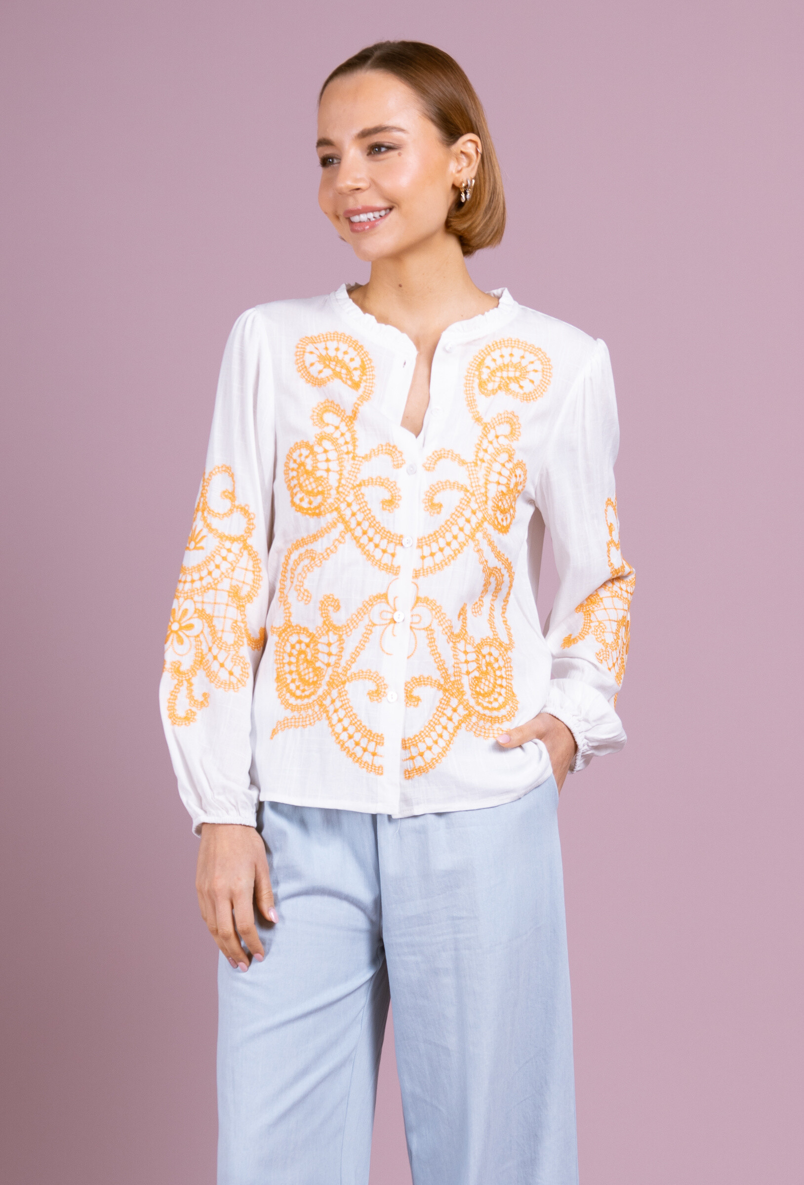 Wholesaler Cherry Paris - MARSHA embroidered cotton blouse