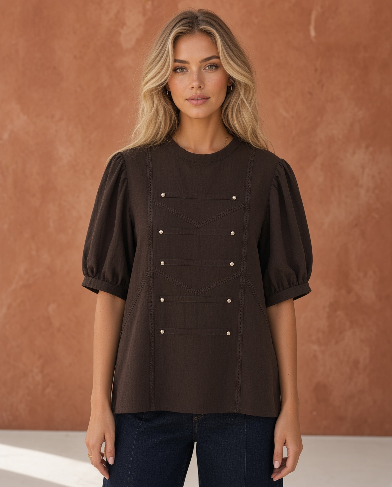 Grossista Cherry Paris - Blusa in viscosa con bottoni multipli JULENE
